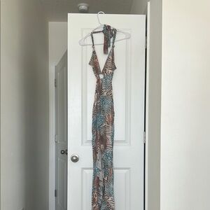 SHEIN Backless Dress in Blue and Brown
